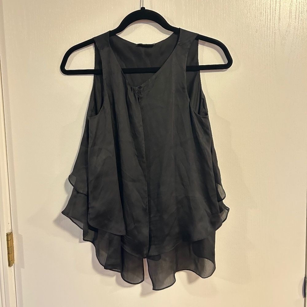 Emporio Armani Black Silk Layered Sleeveless Top
